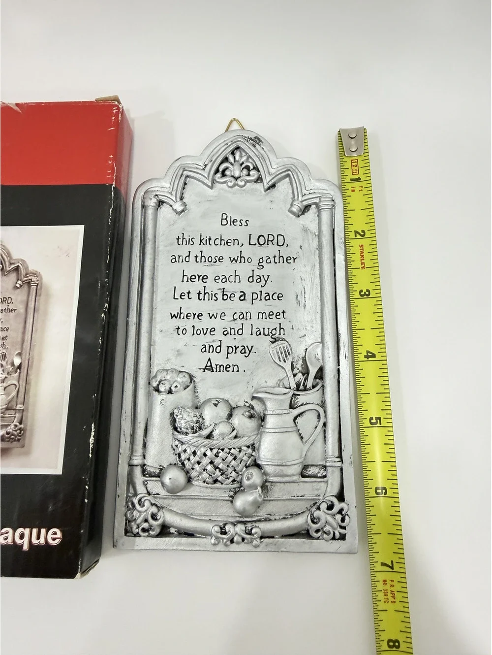 ABBEY Press Wall Plaque Kitchen Prayer Pewter Silver Color 3D Design NWT